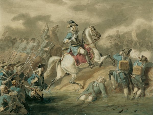 Vorsturmender Feldherr in der Schlacht by Sigmund L'Allemand - Hand-Painted Oil Painting Reproduction