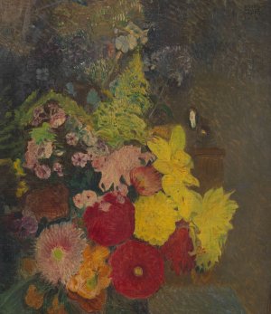 Blumenstillleben by Sigmund Walter Hampel Oil Painting
