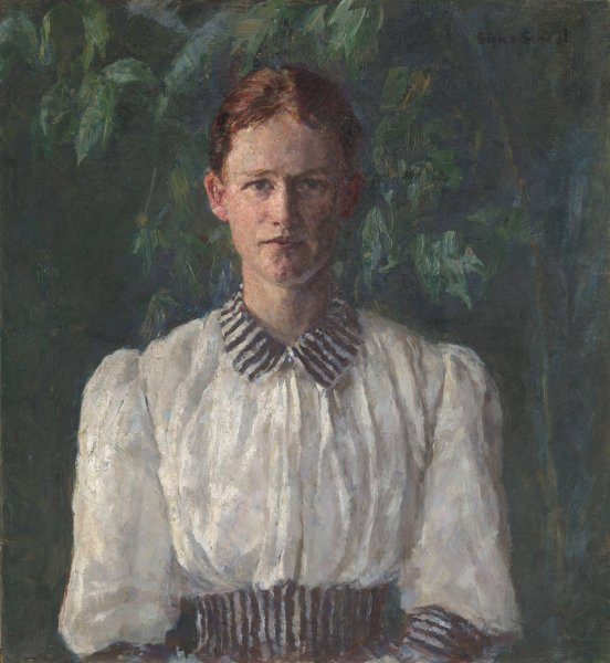 Portrait of the Painter Helga Ring  by Signe Scheel - Hand-Painted Oil Painting Reproduction