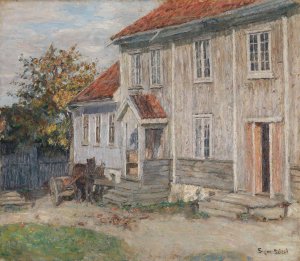 The Manor Undeslos at Toten by Signe Scheel Oil Painting