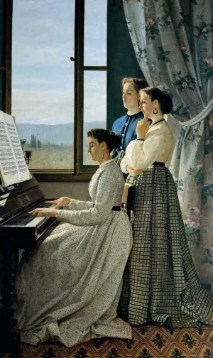 Il Canto di Uno Stornello by Silvestro Lega - Oil Painting Reproduction