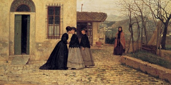 La Visita by Silvestro Lega - Hand-Painted Oil Painting Reproduction