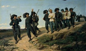 Ritorno di Bersaglieri Italiani da una Ricognizione by Silvestro Lega Oil Painting