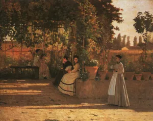 The Pergola by Silvestro Lega - Oil Painting Reproduction