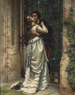 The Kiss by Silvio Allason Oil Painting