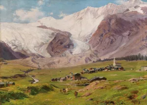 A View of Saas Fee by Silvio Poma Oil Painting