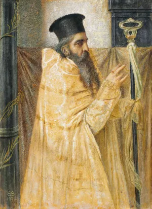 A Bishop Of The Eastern Church by Simeon Solomon Oil Painting