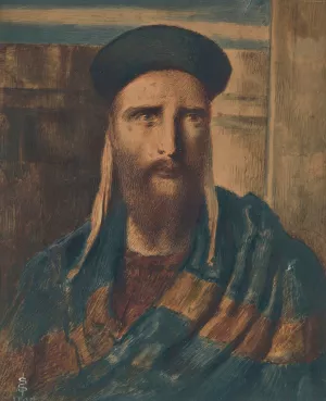 A Religious Scholar by Simeon Solomon Oil Painting