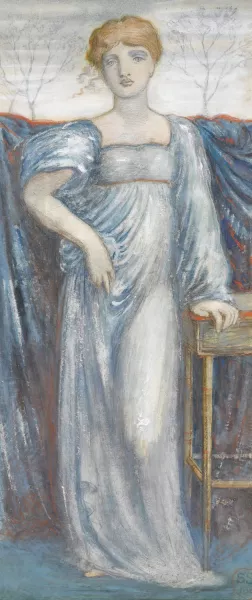 A Woman In Blue by Simeon Solomon Oil Painting