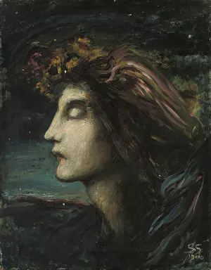 Head study by Simeon Solomon Oil Painting