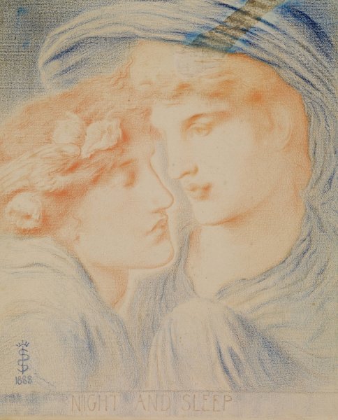 Main Product Photo of Night and Sleep  Painting by Simeon Solomon