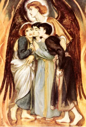 Shadrach, Meschach and Abednego Preserved from the Burning Fiery by Simeon Solomon Oil Painting