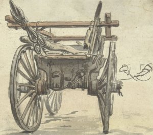 Achterkant van een vierwielige kar by Simon Andreas Krausz Oil Painting