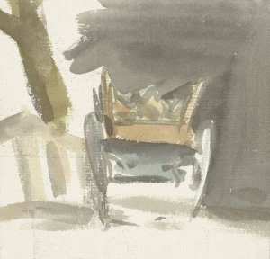 Boerenwagen, van achteren gezien by Simon Andreas Krausz Oil Painting