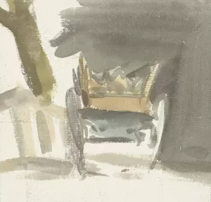 Boerenwagen, van achteren gezien by Simon Andreas Krausz Oil Painting