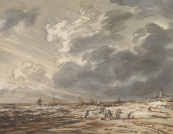 Main Product Photo of The Beach at Scheveningen  Painting by Simon Andreas Krausz