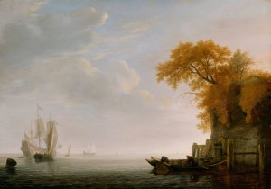A Calm Sea by Simon De Vlieger Oil Painting