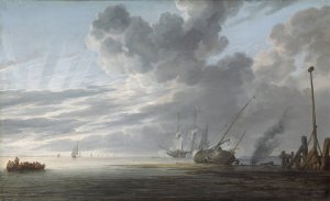 Estuary at Day's End by Simon De Vlieger Oil Painting