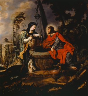 Christ and the Samaritan Woman by Simon De Vos Oil Painting