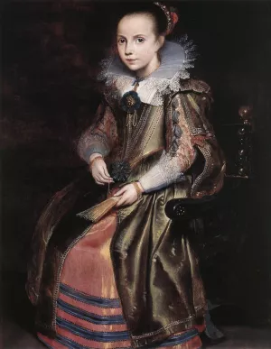 Elisabeth or Cornelia Vekemans as a Young Girl by Simon De Vos Oil Painting