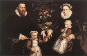 Portrait of Antonius Anselmus, His Wife and Their Children by Simon De Vos - Oil Painting Reproduction