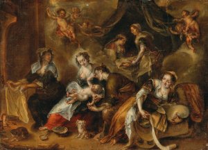 The Birth of the Virgin by Simon De Vos Oil Painting