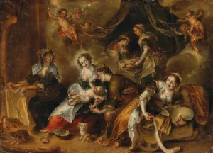 The Birth of the Virgin by Simon De Vos Oil Painting