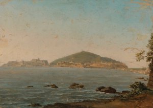 A View Of Naples From The Portici, The Castel Dell'ovo On The Left Oil painting by Simon Denis