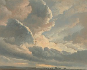 Study of Clouds with a Sunset near Rome by Simon Denis Oil Painting