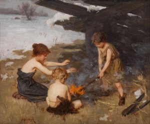 Das Lagerfeuer by Simon Glucklich Oil Painting