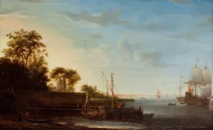 Stretch of Coast by the Zuiderzee by Simon Jacobz De Vlieger Oil Painting