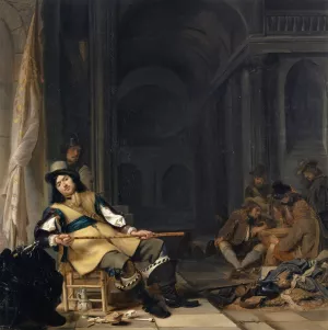 Officer and Soldiers in Foreign Quarters Oil painting by Simon Kick