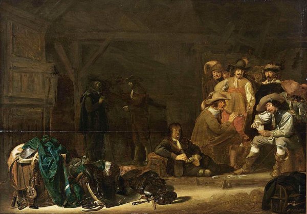 Main Product Photo of Soldiers in a Barn Painting by Simon Kick