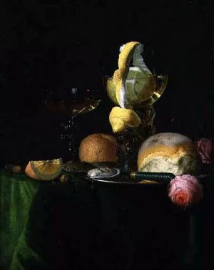 Still-Life with a Peeled Lemon in a Roemer by Simon Luttichuijs Oil Painting
