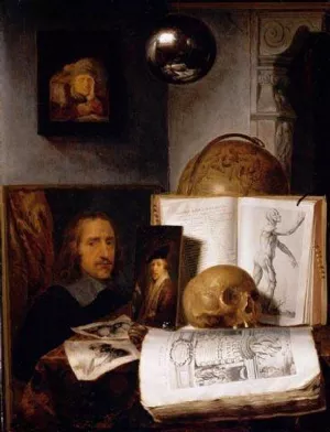 Still Life with a Skull by Simon Luttichuijs - Oil Painting Reproduction