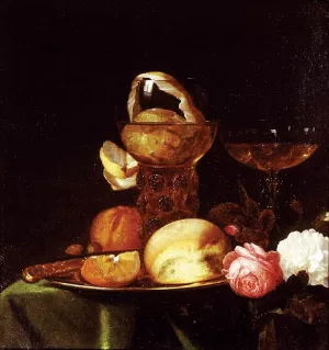 Still-Life with Fruit and Roses by Simon Luttichuijs - Oil Painting Reproduction