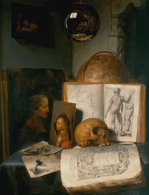 Vanitas Still-Life with a Skull by Simon Luttichuijs - Oil Painting Reproduction