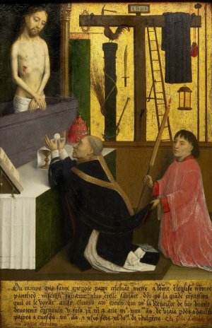 The Mass of St. Gregory by Simon Marmion Oil Painting
