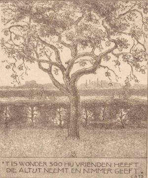 Appelboom in de herfst by Simon Moulijn Oil Painting