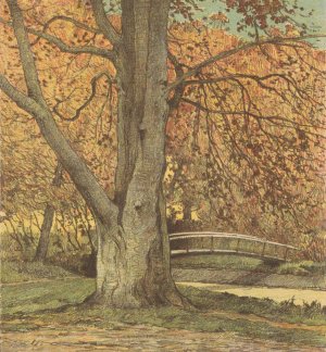 Boom bij beek in de herfst by Simon Moulijn Oil Painting