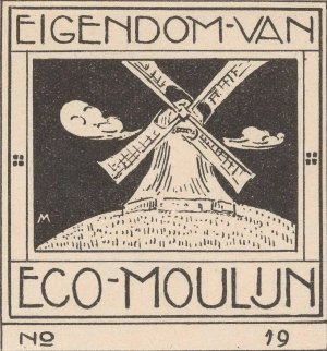 Ex libris van Eco Moulijn by Simon Moulijn Oil Painting