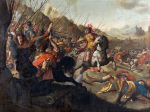 A Roman Battle by Simon Peter Tilemann Oil Painting