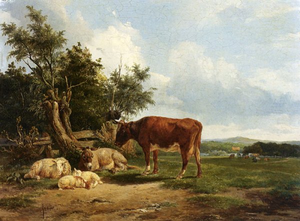 An Extensive Landscape with Cattle Resting