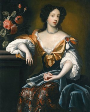 Portrait Of Mary Of Modena  by Simon Verelst Oil Painting