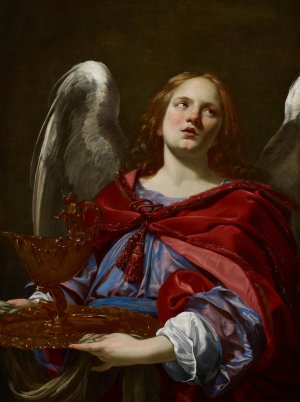 Angels with Attributes of the Passion; Angel Holding the Vessel and Towel for Washing the Hands of Pontius Pilate by Simon Vouet Oil Painting