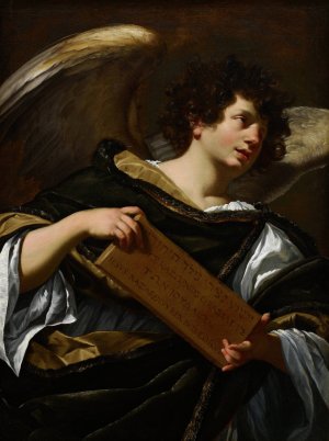 Angels with Attributes of the Passion, the Superscription from the Cross by Simon Vouet Oil Painting