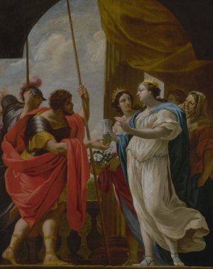 Helene offrant a Menelas la potion de la reine Polydamne by Simon Vouet Oil Painting