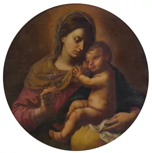 Madonna And Child by Simone Cantarini Oil Painting
