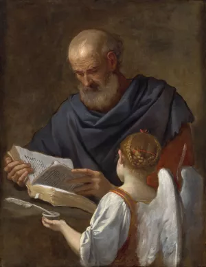 Saint Matthew and the Angel by Simone Cantarini Oil Painting
