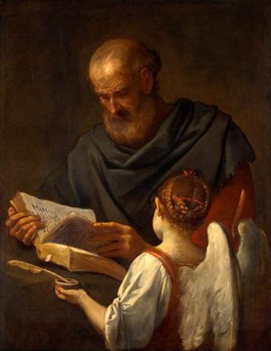 Saint Matthew and the Angel by Simone Cantarini Oil Painting